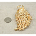 Gorgeous 4 Inches Austrian Crystal Light Topaz Golden Peacock Bird Brooch Pins