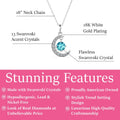 Cate & Chloe Luna March Birthstone 18k White Gold Plated Women's Necklace with Swarovski Crystal