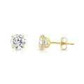 Tilo Jewelry 14K Yellow Gold Solitaire Round CZ Stud Post Earrings with Secure Push-backs | 6mm | Classic Everyday Earrings | Women, Men, Unisex