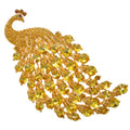 Gorgeous 4 Inches Austrian Crystal Light Topaz Golden Peacock Bird Brooch Pins