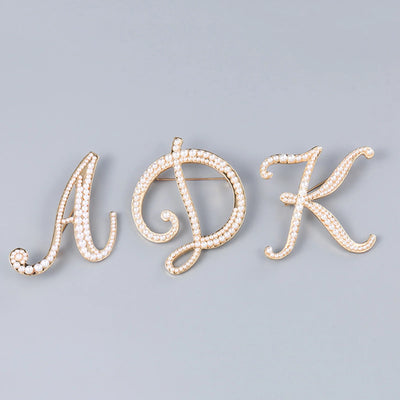 Meidiya Letter Brooch Pins Initial Rhinestone Brooch for Women Crafts Gold A-Z 26 Letters Simulated Pearl Initial Letter Alphabet Brooches Pin Women Gifts Jewelry Accessories