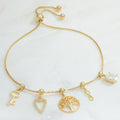 Believe by Brilliance Women's Gold Plated Slider Charms Adjustable Family Bracelet
