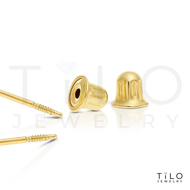 Tilo Jewelry 14K Yellow Gold Polished Ball Stud Post Earrings with Secure Screw-backs | 4mm | Classic Everyday Earrings | Women, Men & Unisex
