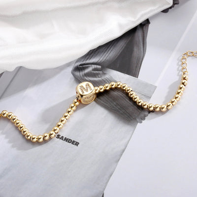 Tingn Gold Initial Bracelets for Women CZ Letter Bead Personalized Bracelets Jewelry Gifts