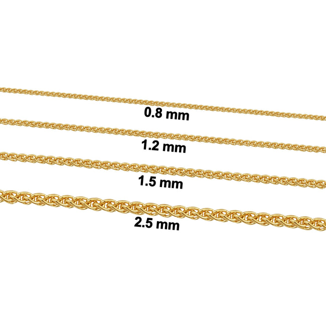 KoolJewelry 14k Yellow Gold Filled Round Wheat Chain Pendant Necklace (0.8 mm, 18 inch)