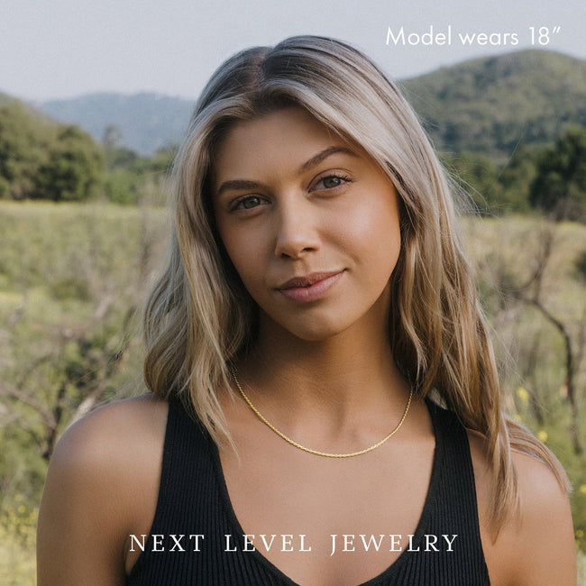 Solid 14K Gold Vermeil Sterling Silver Rope Diamond-Cut Necklace Chains 1.5MM - 5.5MM, Gold Chain for Men & Women, Made In Italy, Next Level Jewelry