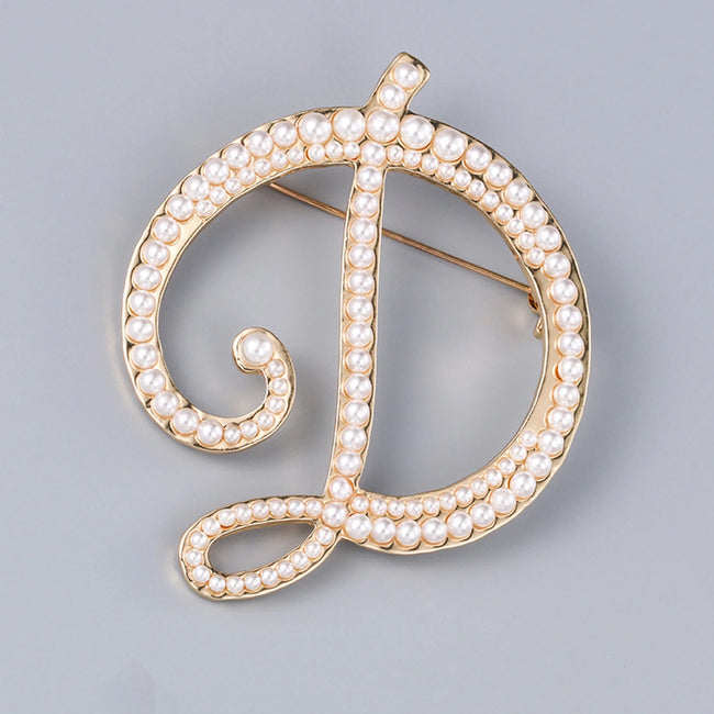 Meidiya Letter Brooch Pins Initial Rhinestone Brooch for Women Crafts Gold A-Z 26 Letters Simulated Pearl Initial Letter Alphabet Brooches Pin Women Gifts Jewelry Accessories