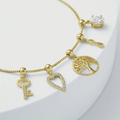 Believe by Brilliance Women's Gold Plated Slider Charms Adjustable Family Bracelet