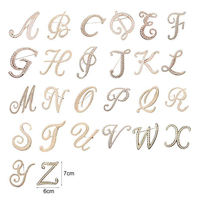 Meidiya Letter Brooch Pins Initial Rhinestone Brooch for Women Crafts Gold A-Z 26 Letters Simulated Pearl Initial Letter Alphabet Brooches Pin Women Gifts Jewelry Accessories