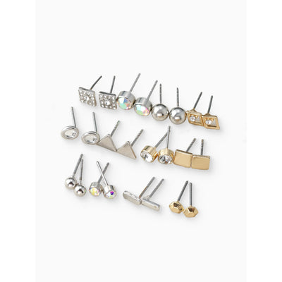 Time and Tru Geometric Stud Earrings, Goldtone, 12