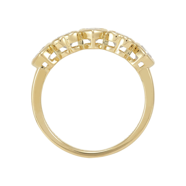 Brilliance Fine Jewelry Created White Sapphire Heart Band in Sterling Silver 14k Gold Plated, Size 7