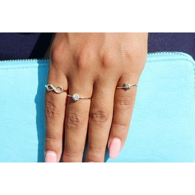 Tilo Jewelry 10K Yellow Gold Dainty Halo Flower Ring with Cubic Zirconia CZ Stones | Size 8 | Women & Unisex