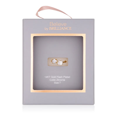 Believe in Brilliance Women's Gold Tone Size 7 Cubic Zirconia Look of Real Fashion Ring