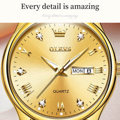 OLEVS Watches for Women Luxury Dress Quartz Analog Casual Gold Plated Stainless Steel Waterproof Luminous Date Fashion Ladies Wrist Watches Gifts Relojes para Mujer