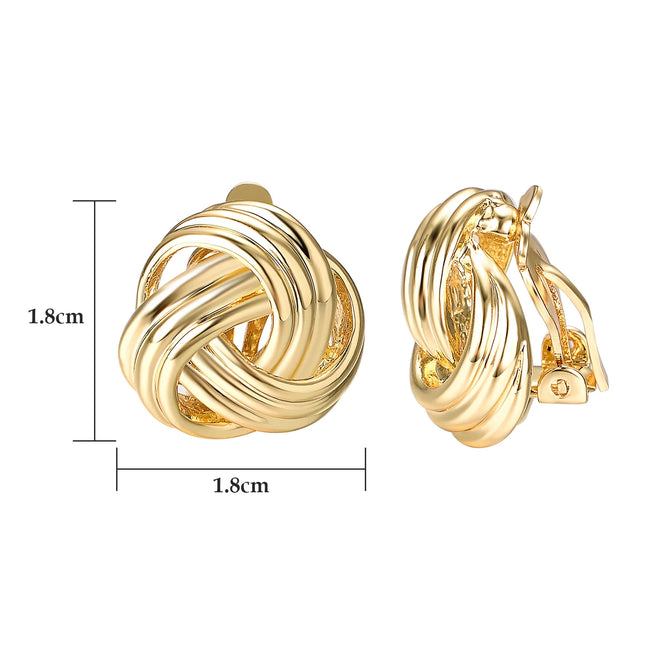 Yoursfs Gold Love Knot Clip on Earrings for Women Gold Plated Gold for Non Pierced Ears