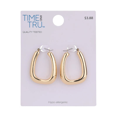 Time and Tru Adult Women's Gold Tone Wide Click Top Metal Hoop Earring