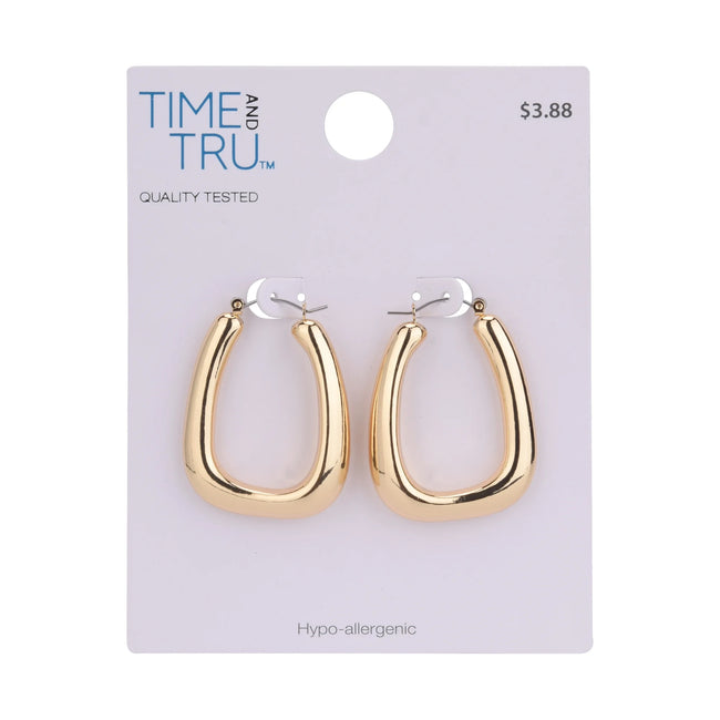 Time and Tru Adult Women's Gold Tone Wide Click Top Metal Hoop Earring