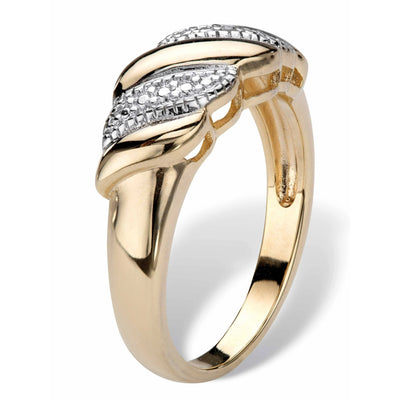 PalmBeach Jewelry Diamond Accent Diagonal Banded S-Link Ring Gold-Plated
