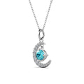 Cate & Chloe Luna March Birthstone 18k White Gold Plated Women's Necklace with Swarovski Crystal