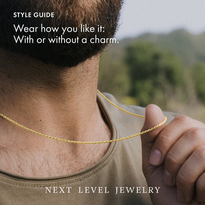 Solid 14K Gold Vermeil Sterling Silver Rope Diamond-Cut Necklace Chains 1.5MM - 5.5MM, Gold Chain for Men & Women, Made In Italy, Next Level Jewelry
