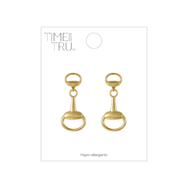 Time and Tru Goldtone Horse Bit Earrings, 1 Pair