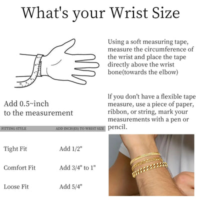 APSVO 3 Pcs 18K Gold Plated Bracelets for Men Women Boys Charm Cuban Figaro Herringbone Chain Bracelets Set Birthday Christmas Jewelry Gifts Teen Dad Adult Stocking Stuffers Kids 6.5/7/7.5/8.3/9 Inch