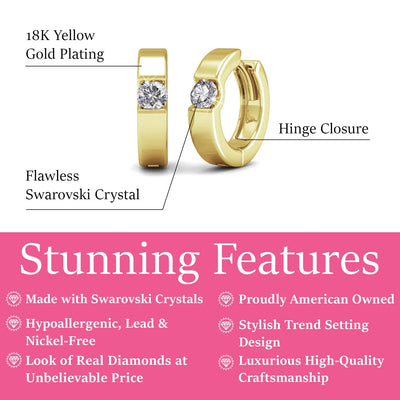 Cate & Chloe Charlie 18k Yellow Gold Plated 14mm Hoop Earrings with Swarovski Crystals for Women