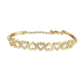 Amy and Annette 14K Gold Hearts Bangle Adjustable Bracelet with crystals from Swarovski in 14K Yellow Gold Plated