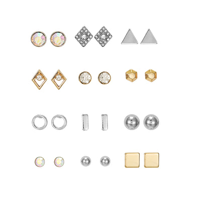 Time and Tru Geometric Stud Earrings, Goldtone, 12