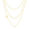 Believe by Brilliance A Triple Chain Initial Necklace Set in 14KT Gold Flash Plated Brass
