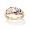 PalmBeach Jewelry Diamond Accent Diagonal Banded S-Link Ring Gold-Plated