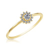Tilo Jewelry 10K Yellow Gold Dainty Halo Flower Ring with Cubic Zirconia CZ Stones | Size 8 | Women & Unisex