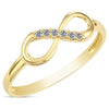 Tilo Jewelry 10K Yellow Gold Infinity Loop Ring with Cubic Zirconia CZ Stones | Size 8 | Women & Unisex