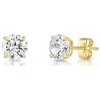 Tilo Jewelry 14K Yellow Gold Solitaire Round CZ Stud Post Earrings with Secure Push-backs | 6mm | Classic Everyday Earrings | Women, Men, Unisex