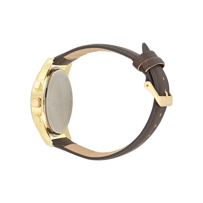 George Men's Gold Round Case with Brown Strap Watch