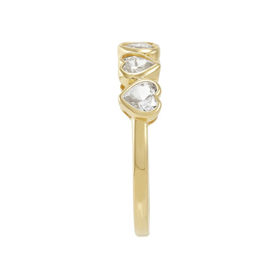 Brilliance Fine Jewelry Created White Sapphire Heart Band in Sterling Silver 14k Gold Plated, Size 7
