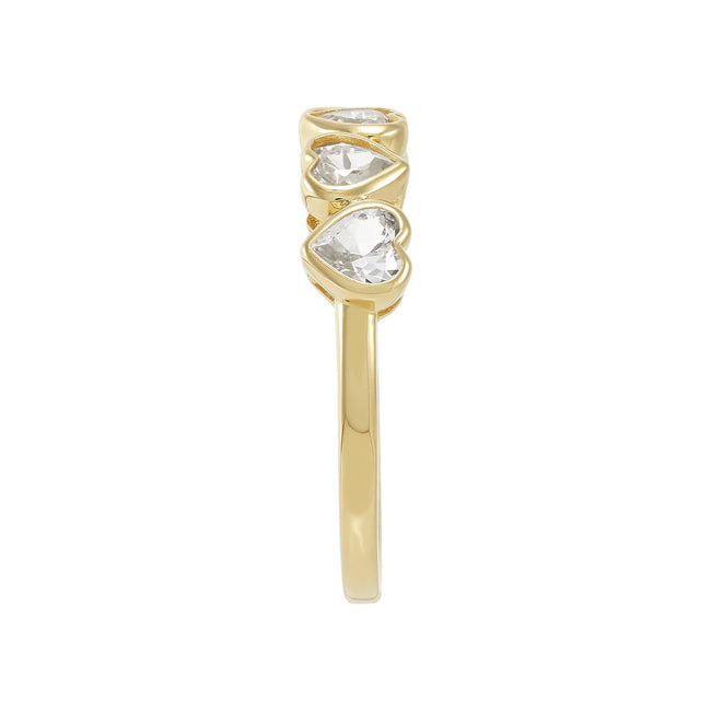 Brilliance Fine Jewelry Created White Sapphire Heart Band in Sterling Silver 14k Gold Plated, Size 7