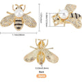 2Pcs Bee Brooches for Women Crystal Insect Honey Brooch Lapel Pin Rhinestone Fashion Jewelry Set Elegant Personality Accessories with Faux Pearl Gift for Birthday Dating Party(Gold)
