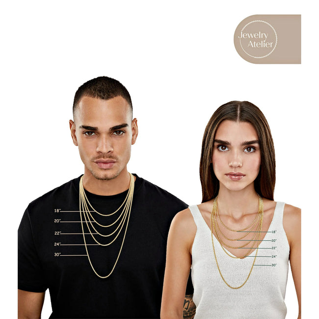 Jewelry Atelier Gold Chain Necklace Collection - 14K Solid Yellow Gold Filled Round Wheat/Palm Chain Necklaces for Women and Men with Different Sizes (2.5mm, or 3.2mm)