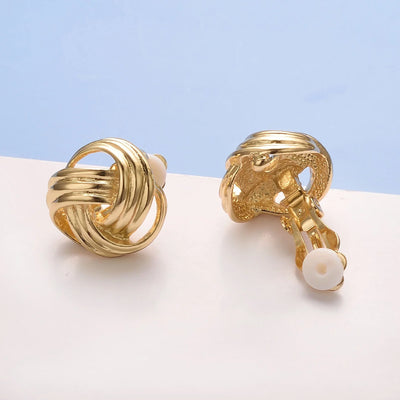 Yoursfs Gold Love Knot Clip on Earrings for Women Gold Plated Gold for Non Pierced Ears