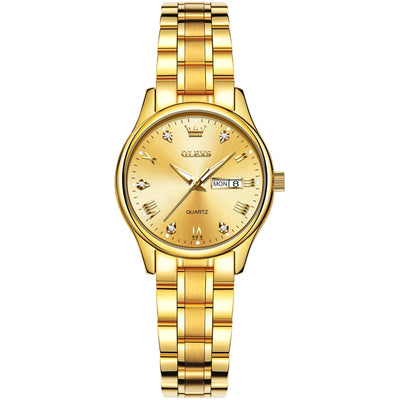 OLEVS Watches for Women Luxury Dress Quartz Analog Casual Gold Plated Stainless Steel Waterproof Luminous Date Fashion Ladies Wrist Watches Gifts Relojes para Mujer