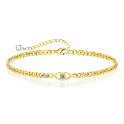 GOSFRY 14K Gold Plated Bracelets for Women Evil Eye Cuban Link Heart Pearl Bracelets Everyday Jewelry Gifts