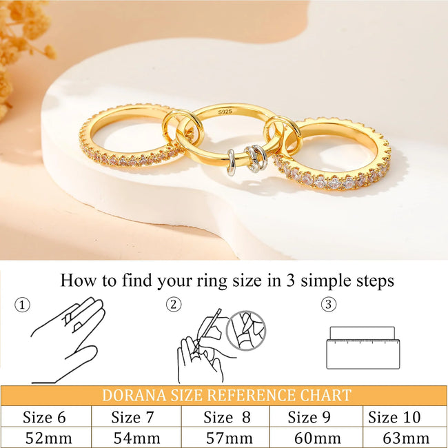 APSVO 18K Gold Plated Stackable Rings for Women Mom Non Tarnish Cubic Zirconia Interlocked Knuckle Multi Link Connected Rings Set Wedding Birthday Jewelry Gifts Ideas for Her Size 6-10